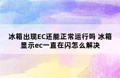 冰箱出现EC还能正常运行吗 冰箱显示ec一直在闪怎么解决